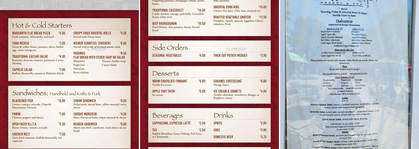 Rock Room Bar and Grill Menu