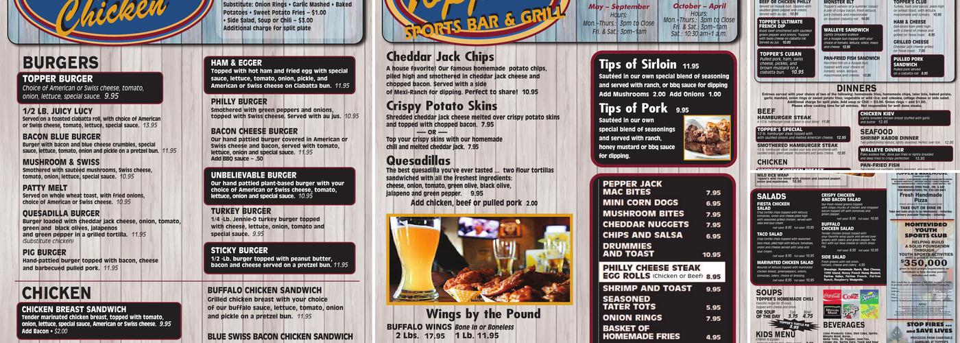 Topper's Bar & Grill Menu