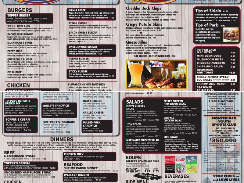 Topper's Bar & Grill Menu