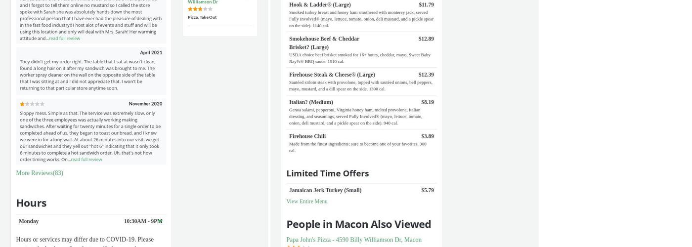 Rosa's Son's Cafe Menu