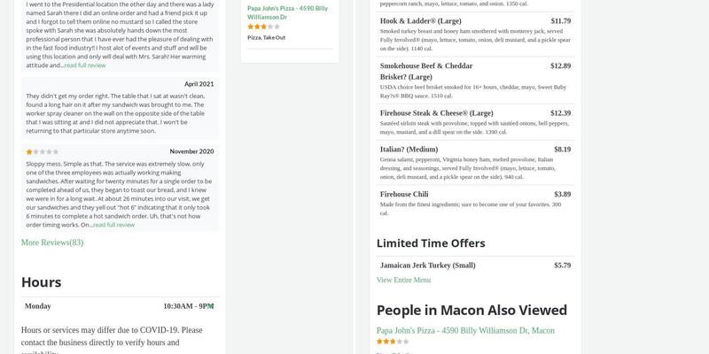 Rosa's Son's Cafe Menu