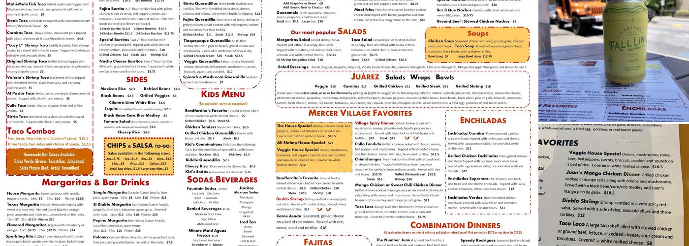 Margaritas Mexican Grill Mercer Village Menu