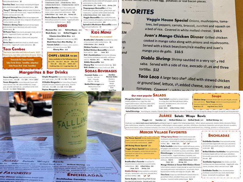 Margaritas Mexican Grill Mercer Village Menu