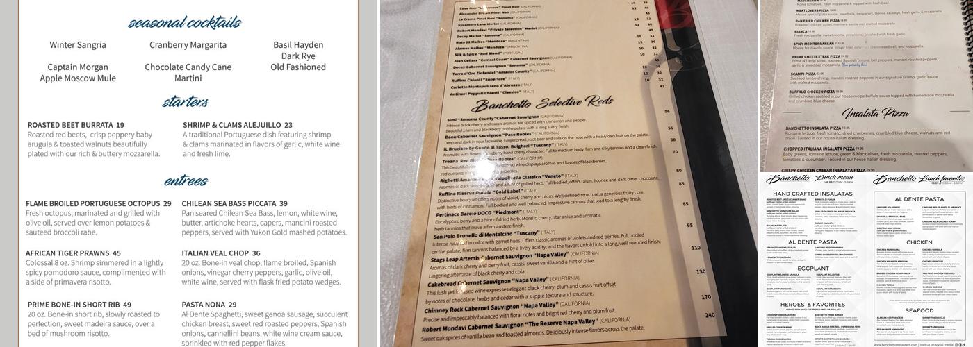 Banchetto Feast Menu