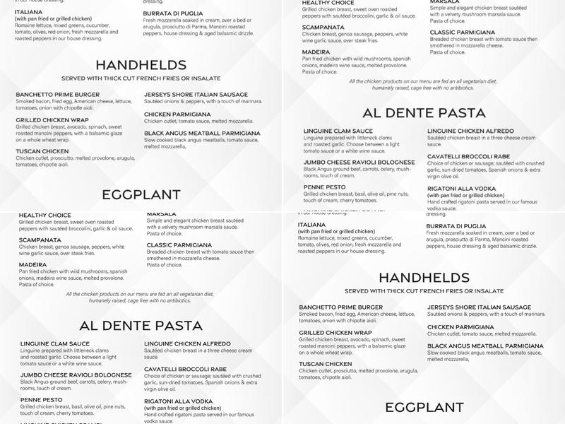 Banchetto Feast Menu