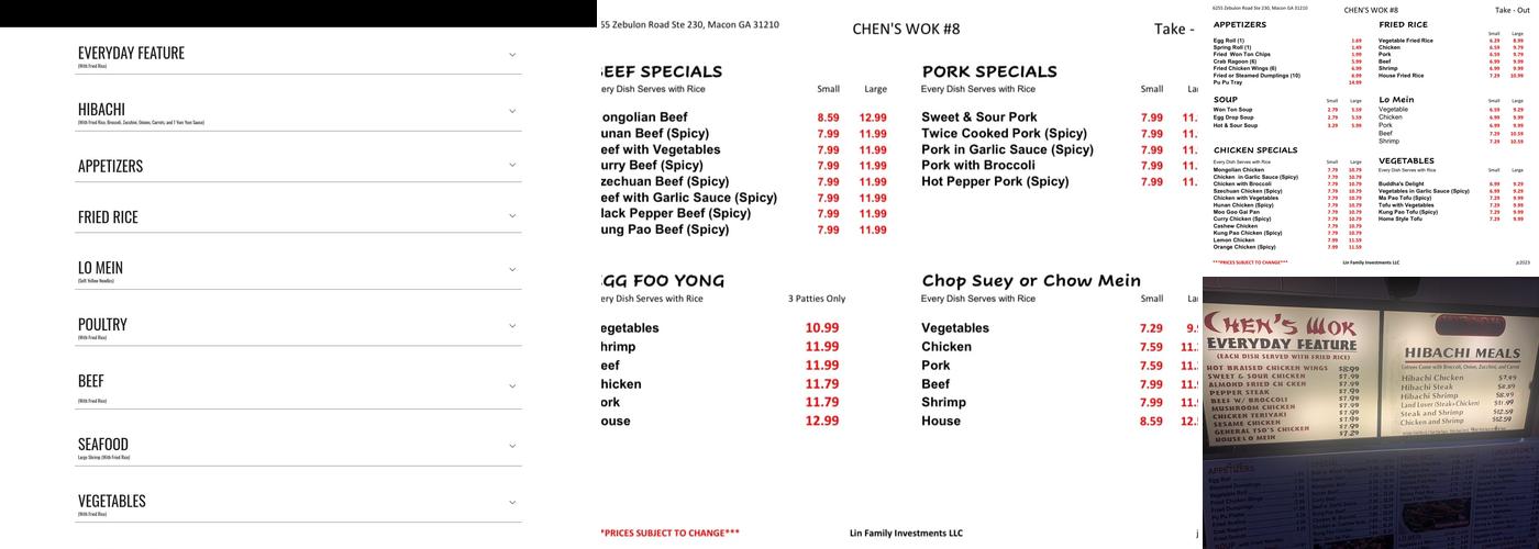 Chen's Wok Menu