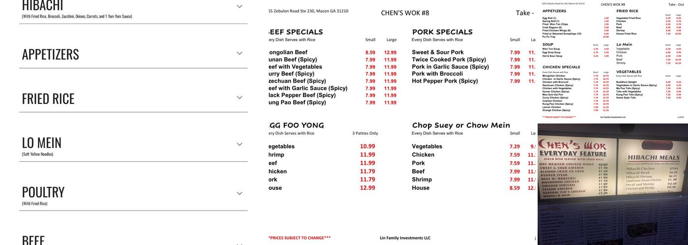 Chen's Wok Menu