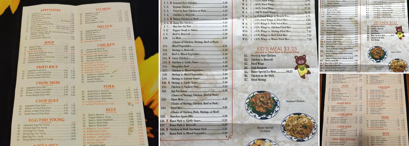 Ming's Restaurant Menu