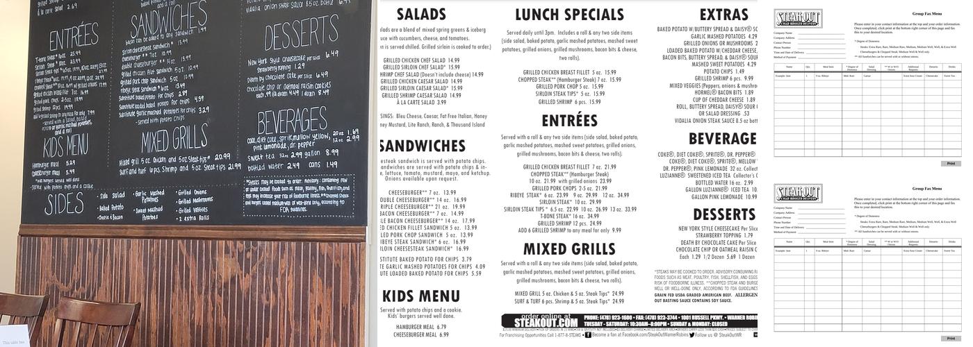 Steak-Out Charbroiled Delivery Menu