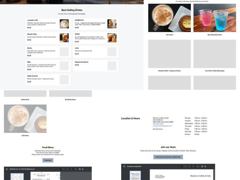 Mandy's Coffee & Cafe Menu