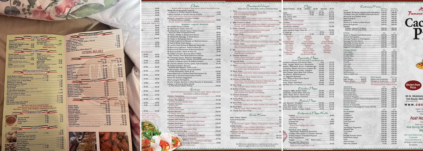 Cacciatori Pizza Menu