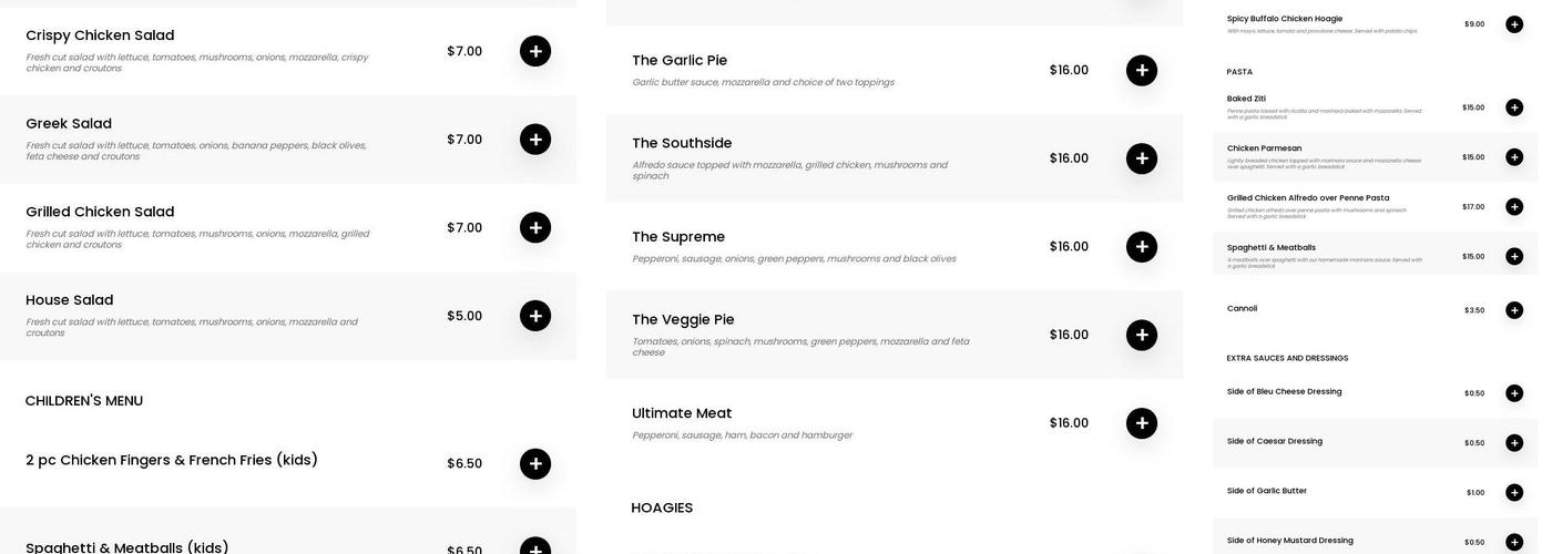 Vincenzo’s Pizzeria Menu