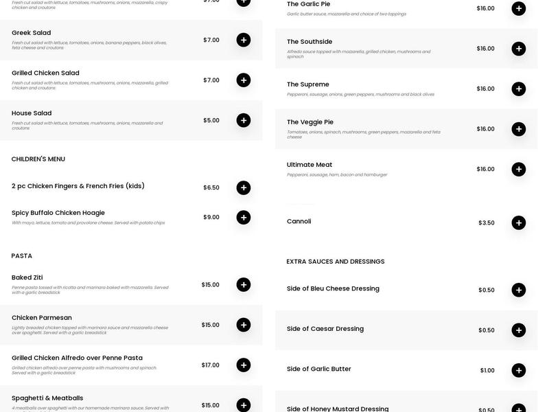 Vincenzo’s Pizzeria Menu