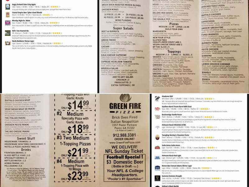 Green Fire Pizza & Sports Bar Menu