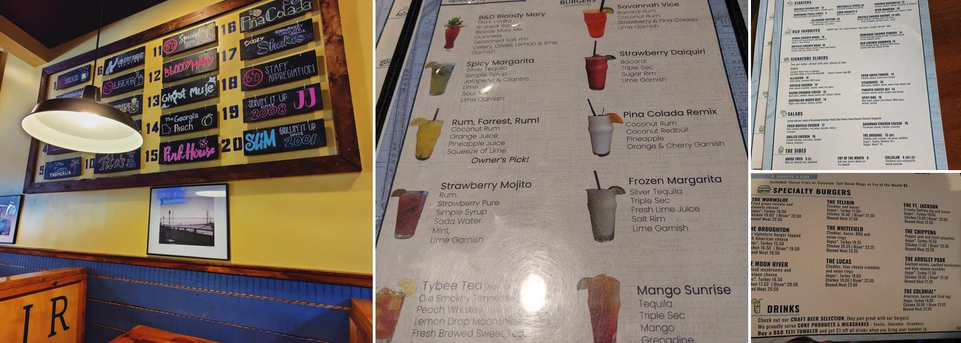 B&D Burgers - East Broughton St Menu