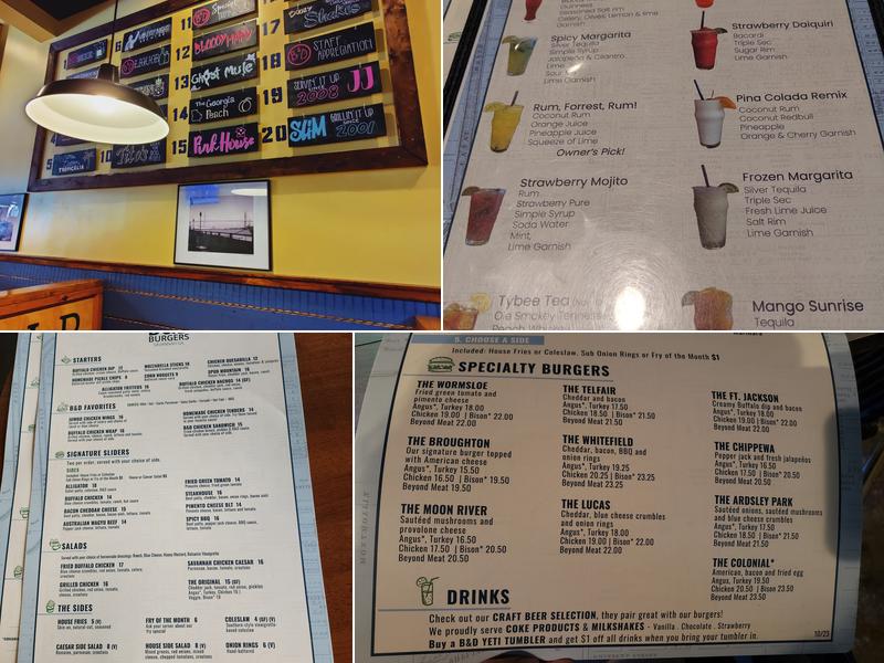 B&D Burgers - East Broughton St Menu