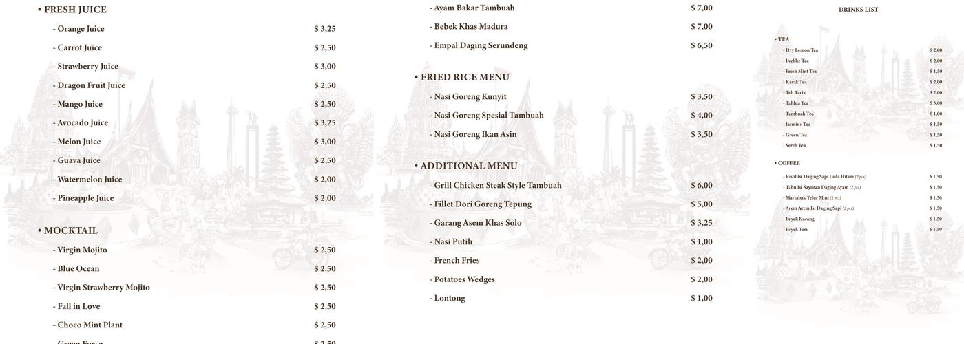 Savannah Taphouse Menu