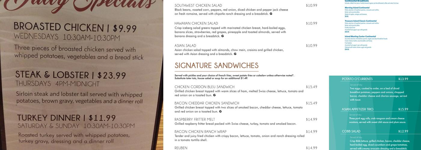 Currents Restaurant Menu