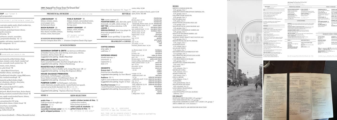 The Public Kitchen & Bar Menu
