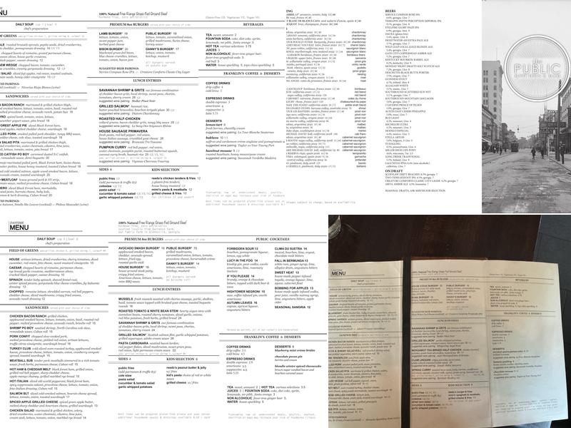 The Public Kitchen & Bar Menu
