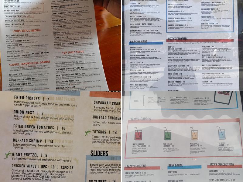 Lizzy's Burger Bar & Grill Menu