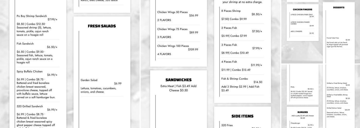 520 Wings Menu