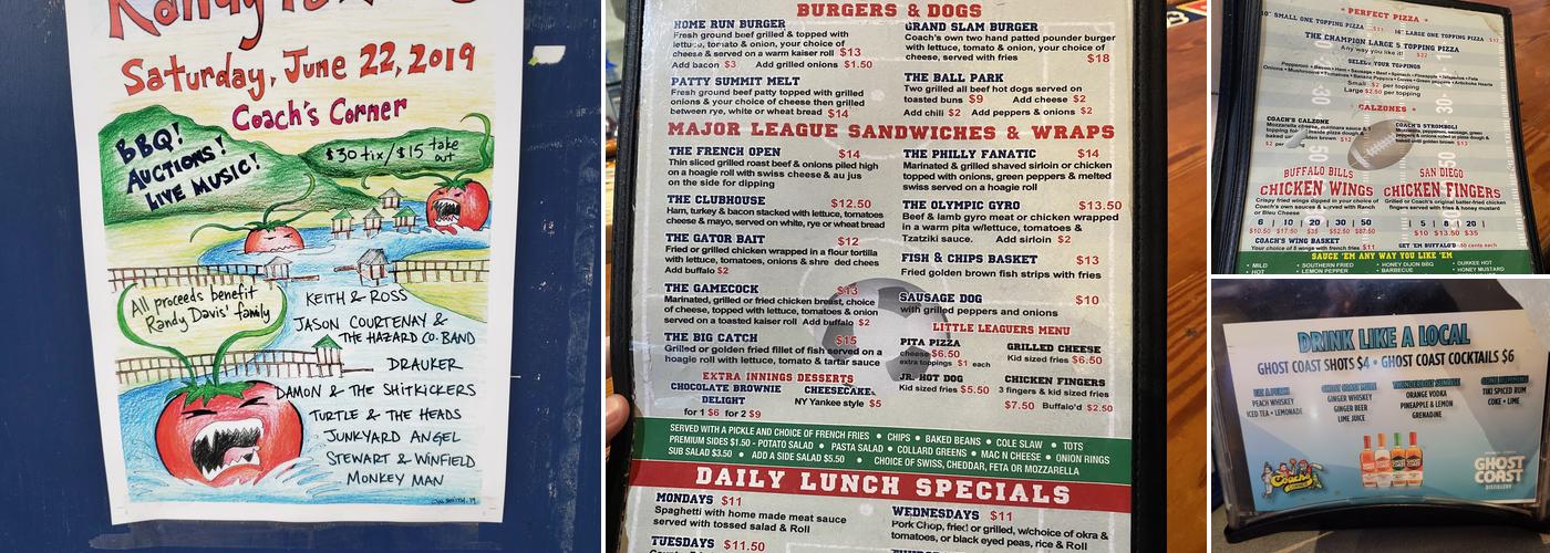 Coach's Corner Menu