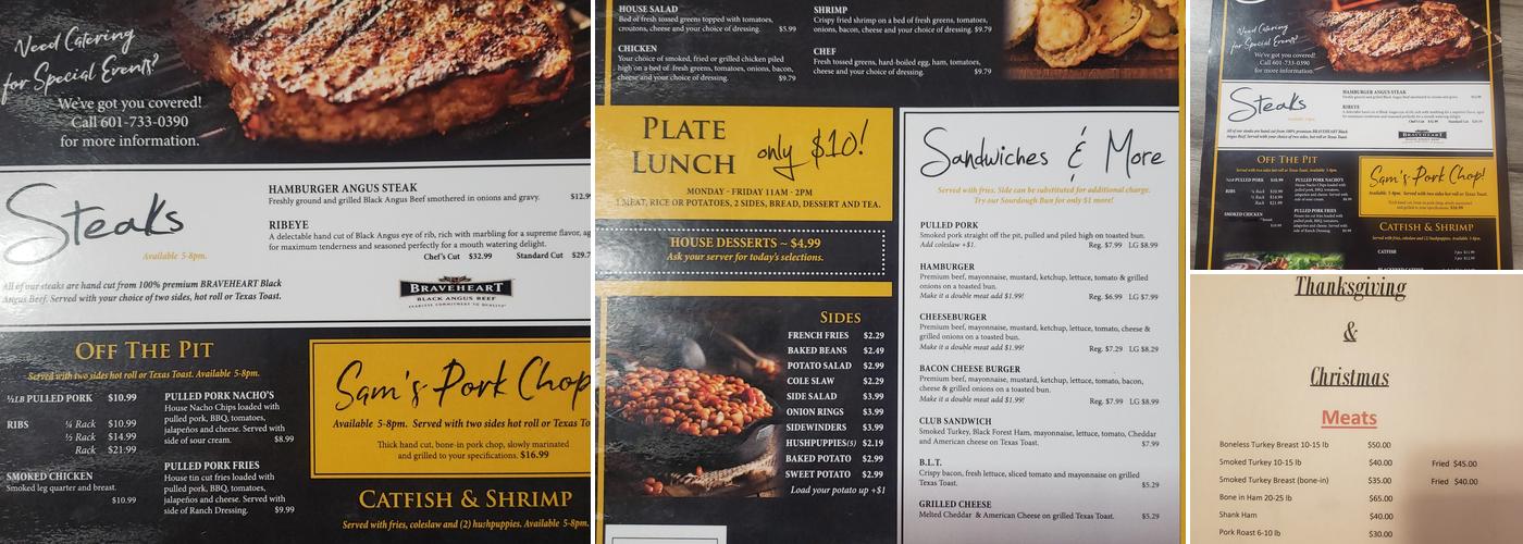 Sam's Place Menu