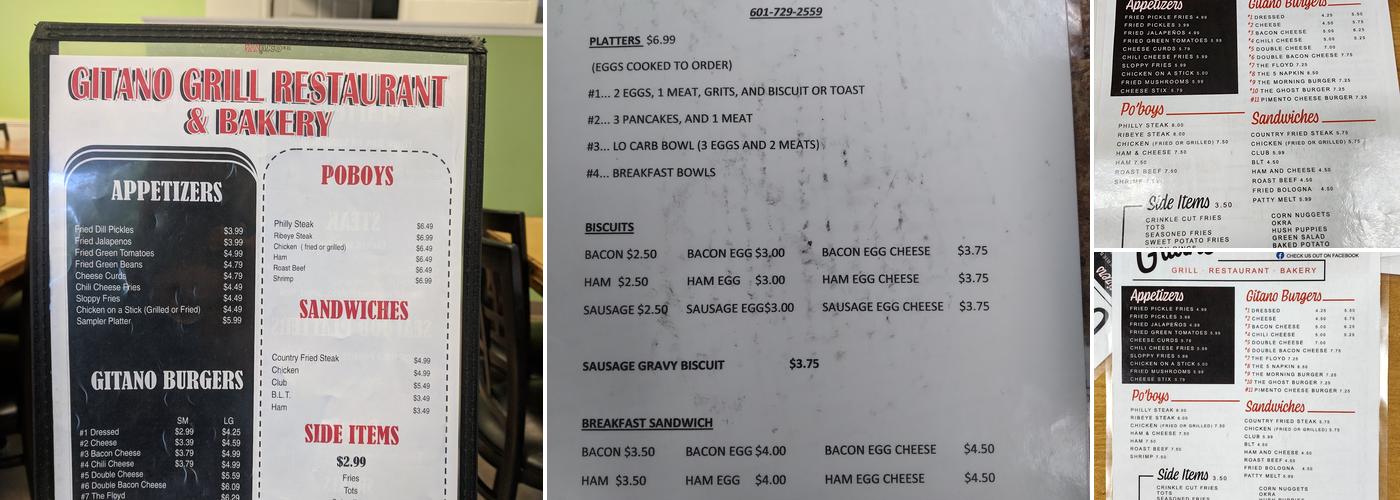Gitano Grill Menu