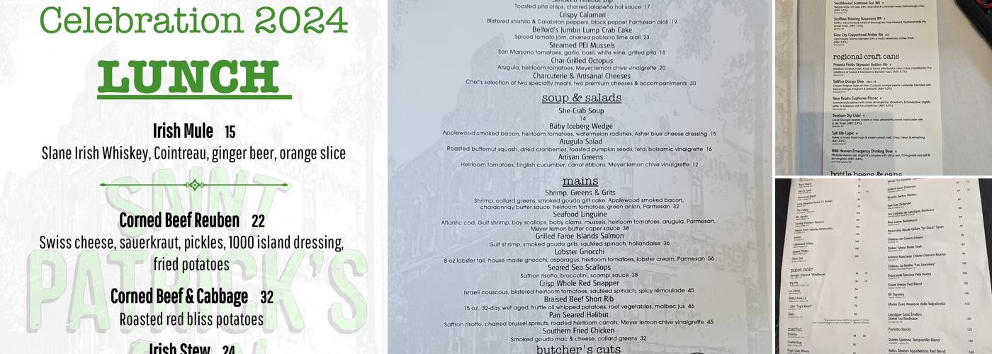 Belford's Savannah Seafood & Steaks Menu