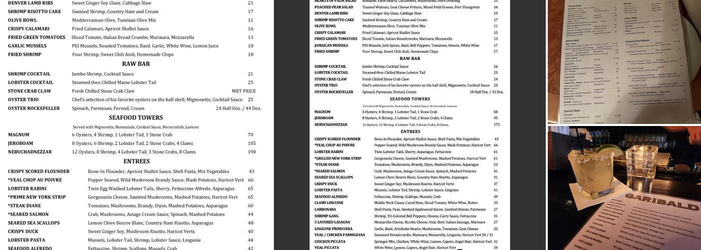 Garibaldi's Savannah Menu