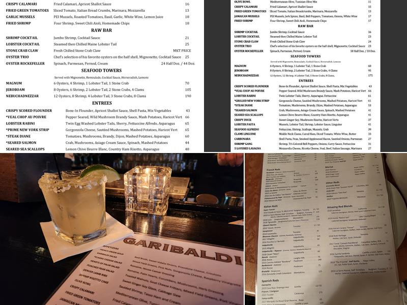 Garibaldi's Savannah Menu