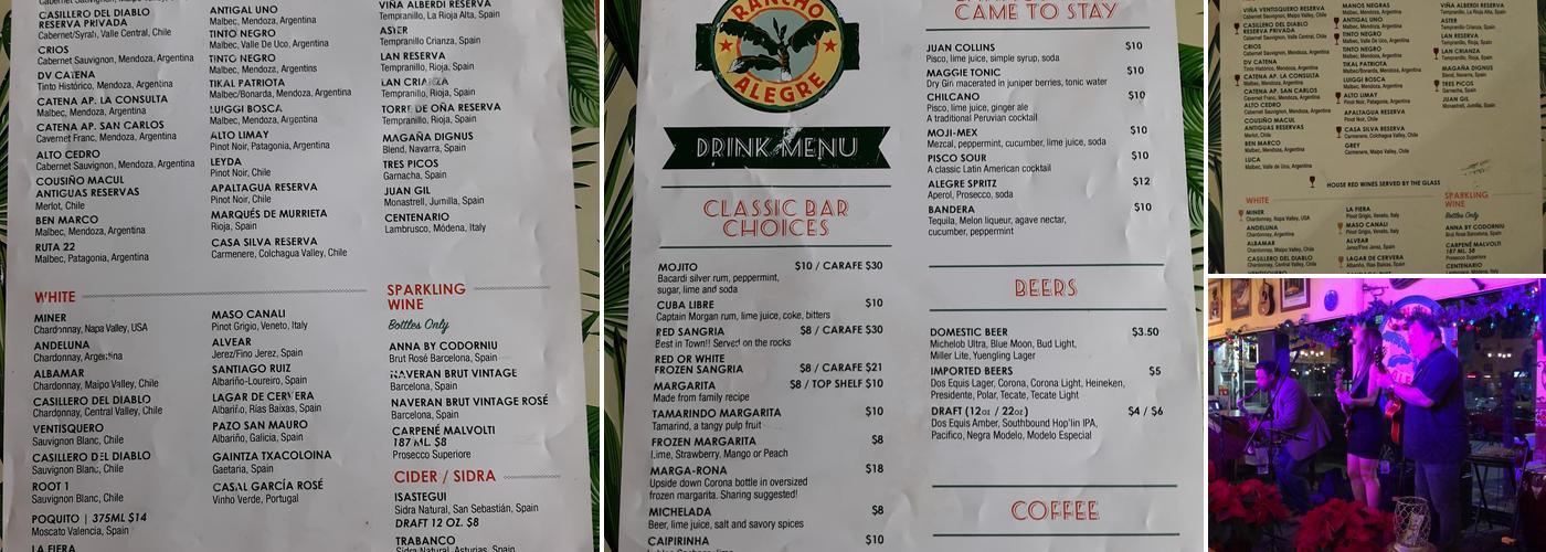 Rancho Alegre Cuban Restaurant Menu