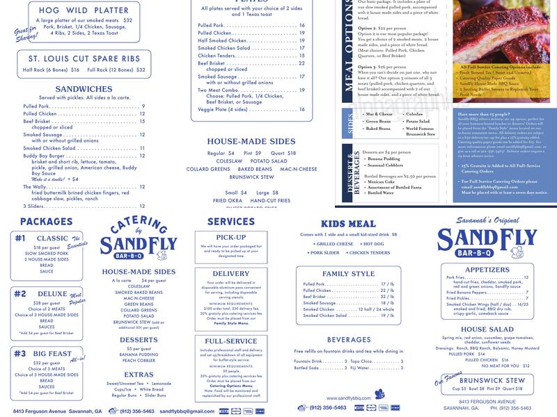 Sandfly Barbeque Menu