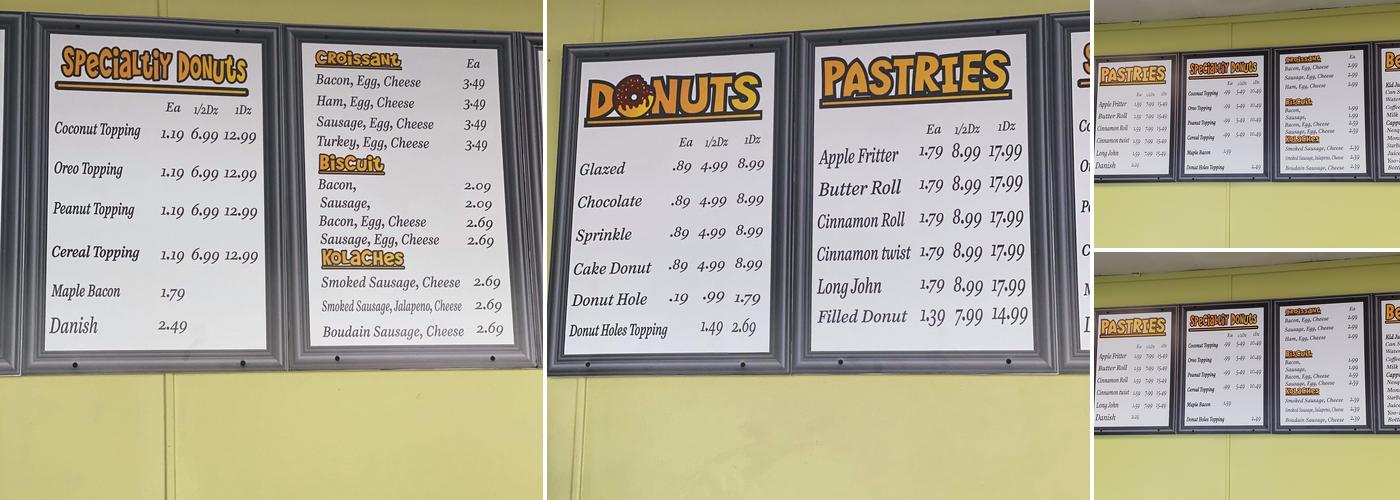 Max's Donut Shop Menu