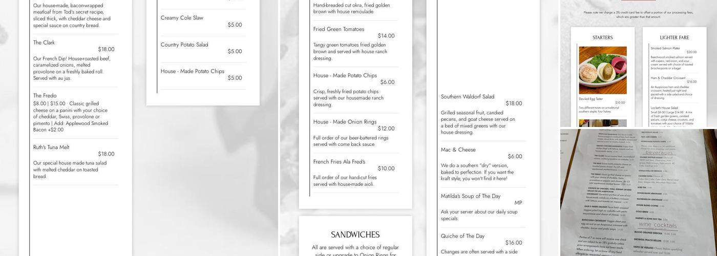 Wright Square Bistro Menu