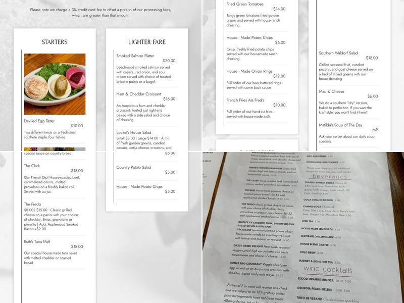 Wright Square Bistro Menu