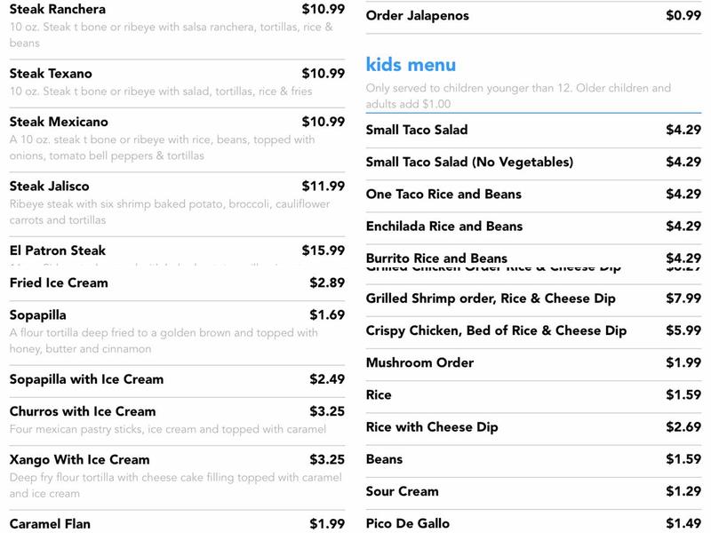 Mi Toro Mexican Restaurant Menu