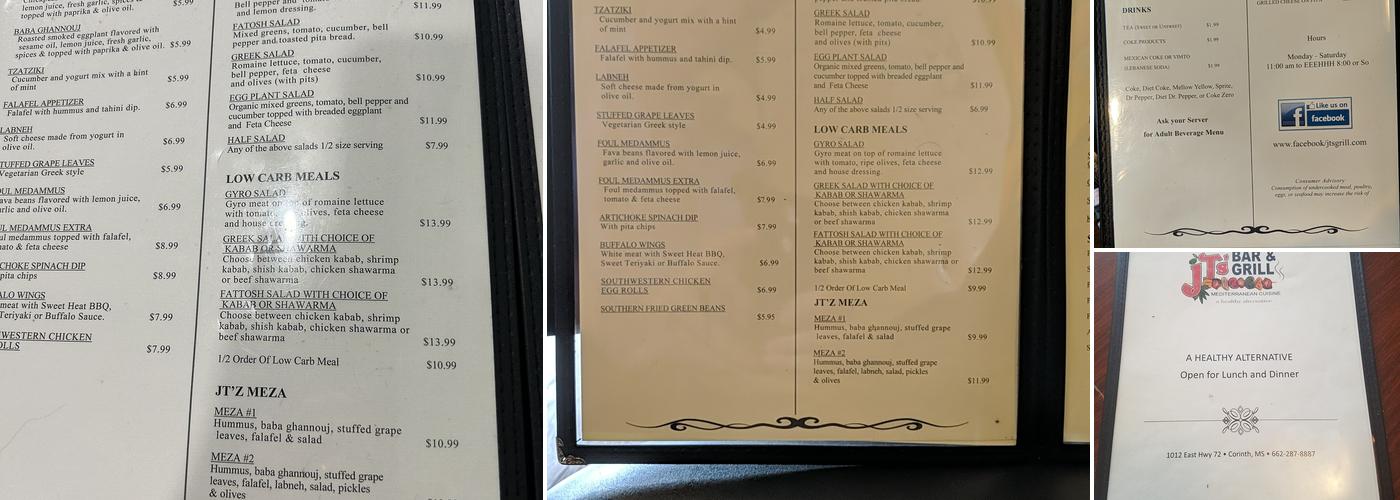 JT's Falafel & Kababs Menu