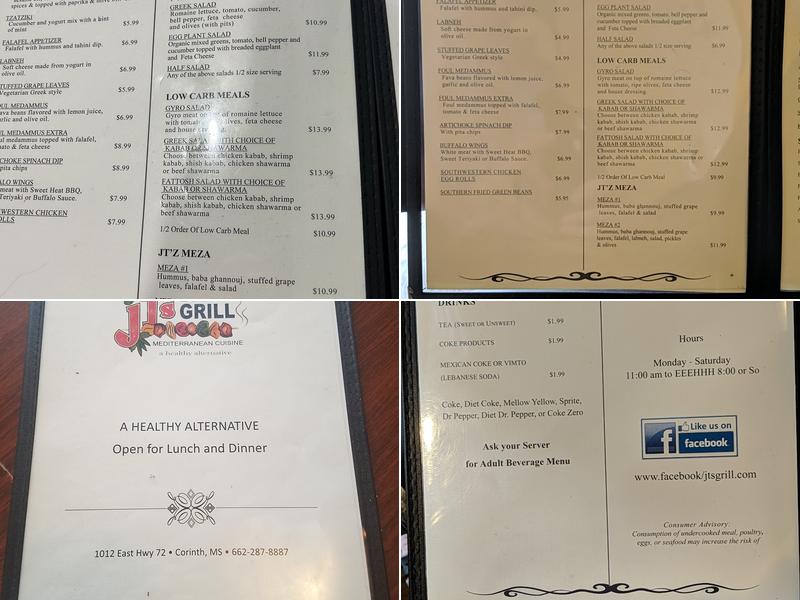 JT's Falafel & Kababs Menu