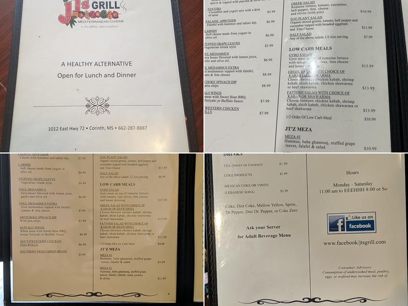 JT's Falafel & Kababs Menu