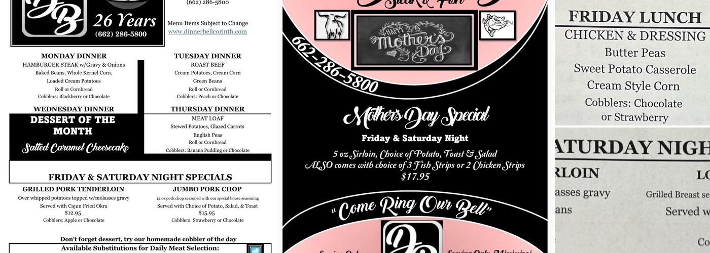 The Dinner Bell Steak & Fish Menu