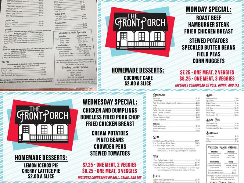 Front Porch/Prather Catering Company Menu