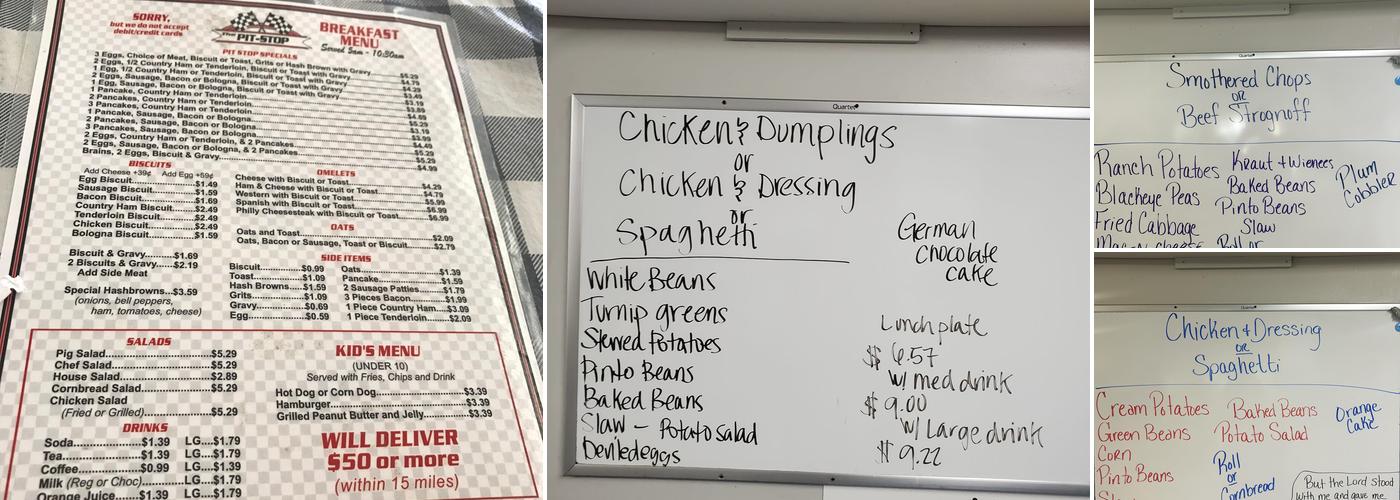 Pit Stop Menu