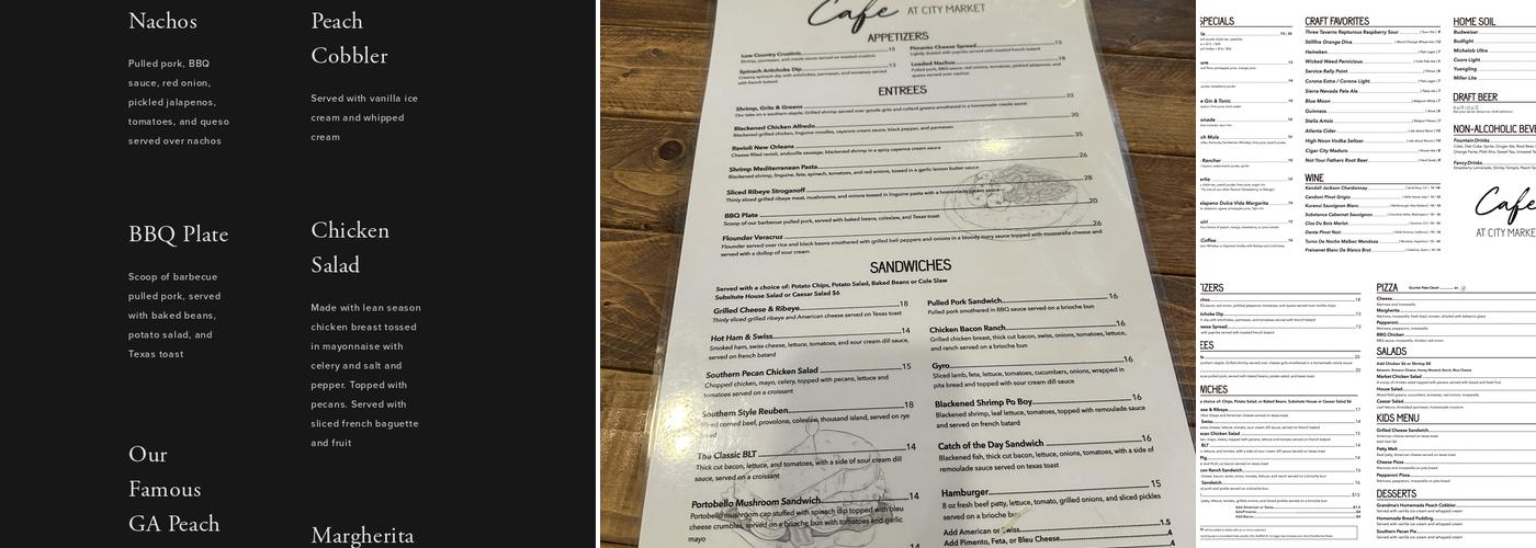 Café at City Market Menu