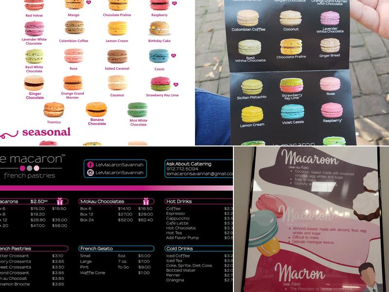 Le Macaron French Pastries Savannah Menu