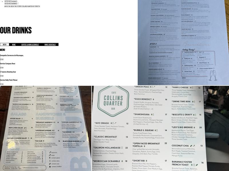 The Collins Quarter Menu