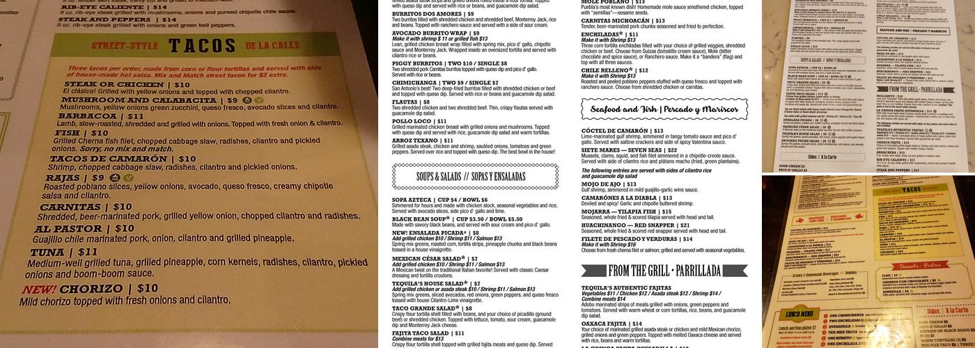 Tequila's Town Mexican Restaurant Sandfly Menu