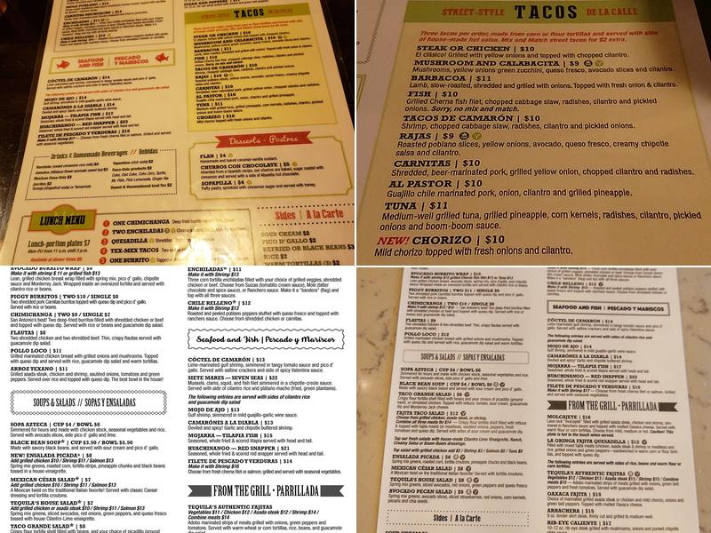 Tequila's Town Mexican Restaurant Sandfly Menu