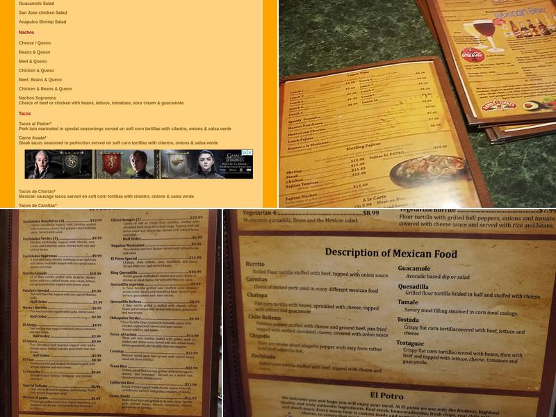 El Potro Mexican Restaurant Menu